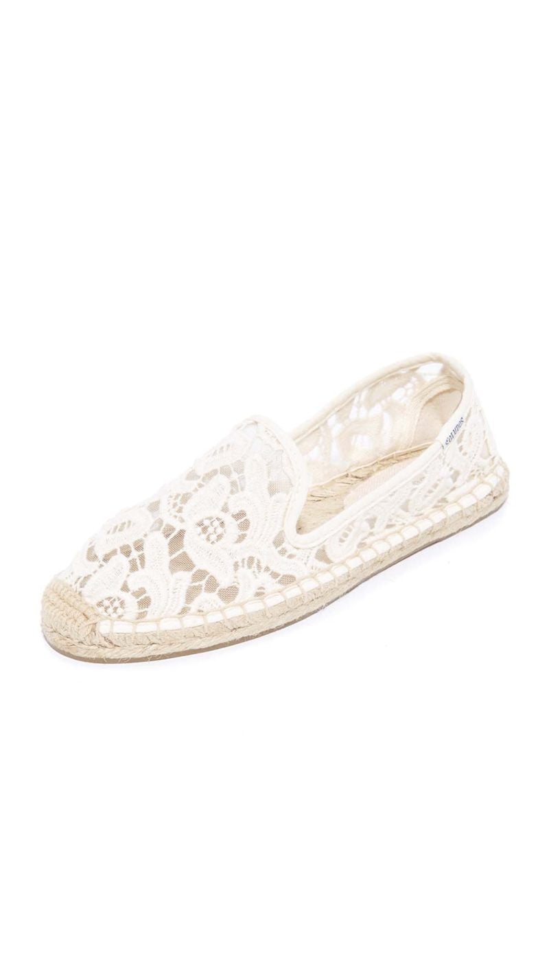 Soludos Tulip Lace Smoking Slipper Espadrilles Ivory