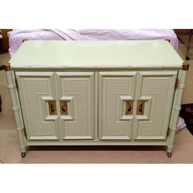 Stanley Mint Green Faux Bamboo Bar Cart Mint Green Hollywood Regency faux bamboo bar carts