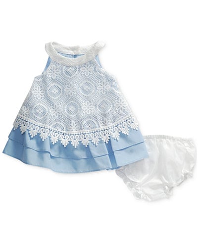 Sweet Heart Rose Lace Trapeze Dress, Baby Girls (0-24 months) White Blue lace dresses for baby girls