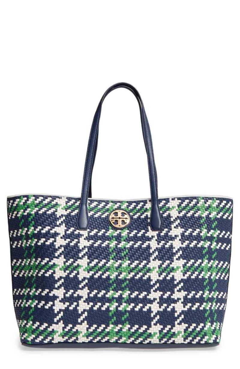 TORY BURCH Duet Woven Leather Tote Bag Royal Navy Crt Green New Ivory Nordstrom half yearly sale