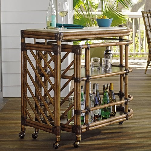 Tommy Bahama Home Twin Palms Bar Cart Faux Bamboo bar carts