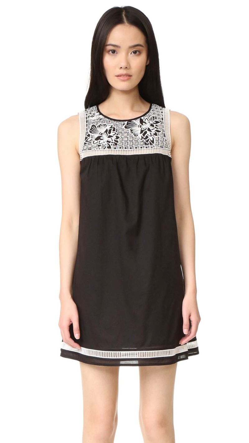 Tory Burch Bay Embroidered Dress Black Ivory casual embroidered dresses summer 2017
