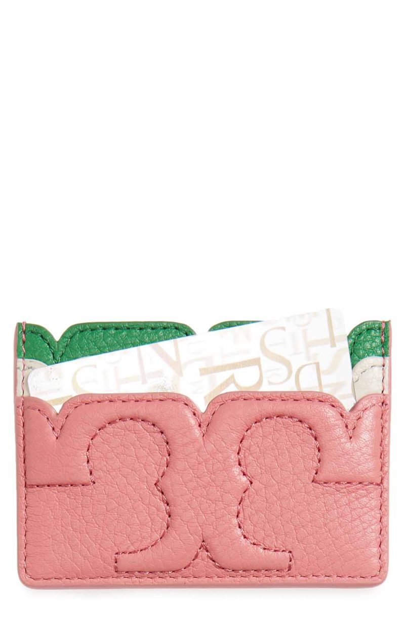 Tory Burch Scallop-T Slip Leather Card Case Cosmo Pink New Ivory Court Green Nordstrom half yearly sale