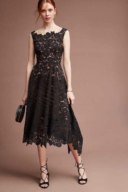 Tracy Reese Kyara Lace Dress Black ruffle hem dresses summer wedding guest