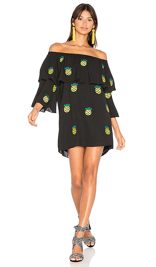 VAVA BY JOY HAN Carys Off The Shoulder Dress Black Pineapple casual embroidered dresses summer 2017