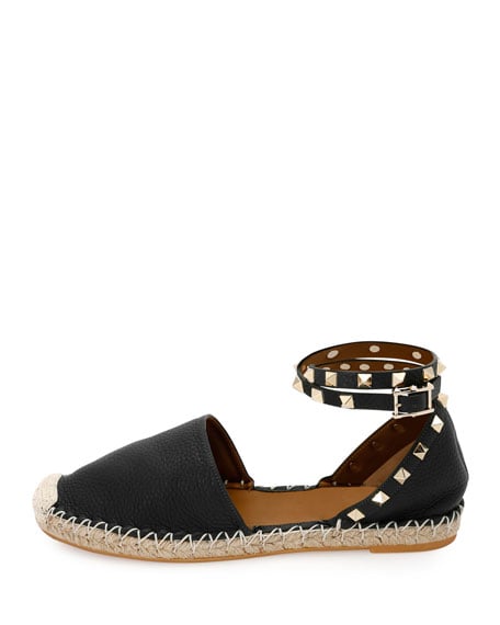 Valentino Rockstud Double Espadrille Flat Nero espadrilles summer 2017
