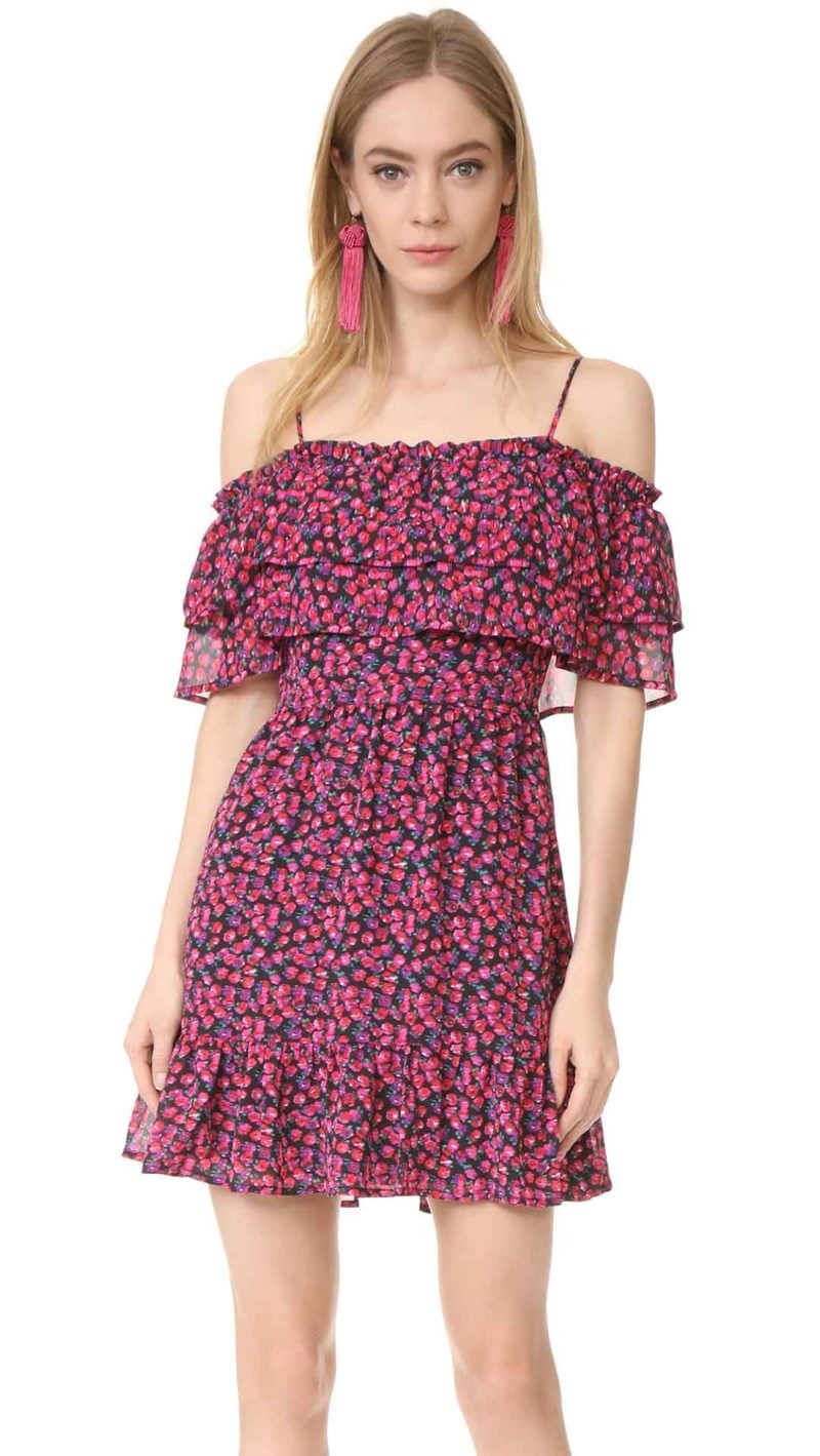 WAYF Daria Ruffle Off Shoulder Dress Berry Ditzy ruffle hem dresses summer wedding guests 2017