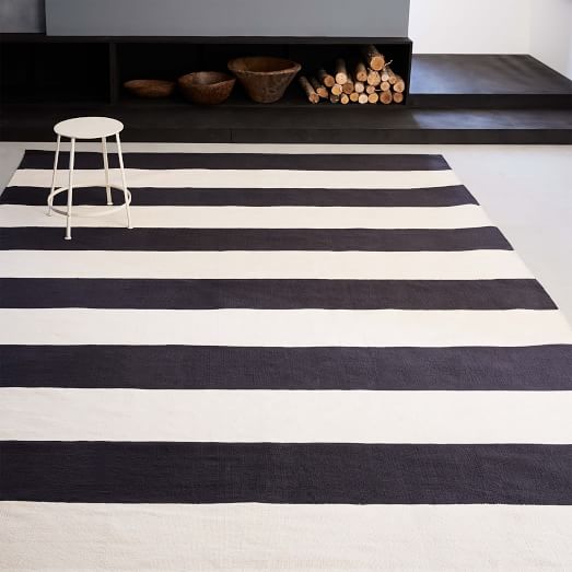West Elm Bold Stripe Cotton Rug Moroccan Black White west elm buy more save more sale