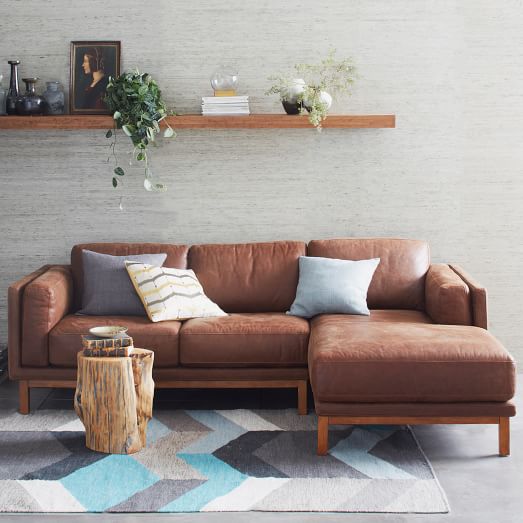 West Elm Dekalb Leather 2-Piece Chaise Sectional west elm 25% sale
