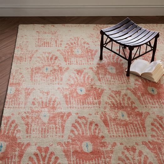 West Elm Distressed Floating Ikat Wool Rug - Guava west elm 25% sale