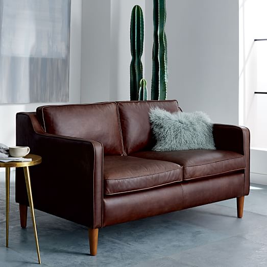 West Elm Hamilton Leather Loveseat (56") west elm buy more save more sale