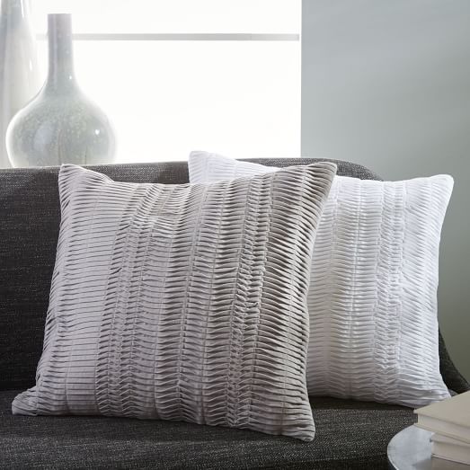 West Elm Pleated Pillow Cover Platinum Stone White west elm 25% sale