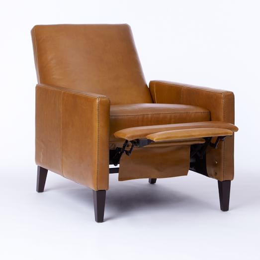 West Elm Sedgwick Leather Recliner Cognac West elm 25% sale