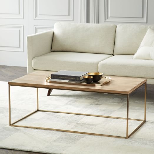 West Elm Streamline Coffee Table - Whitewashed/Light Bronze west elm 25% sale
