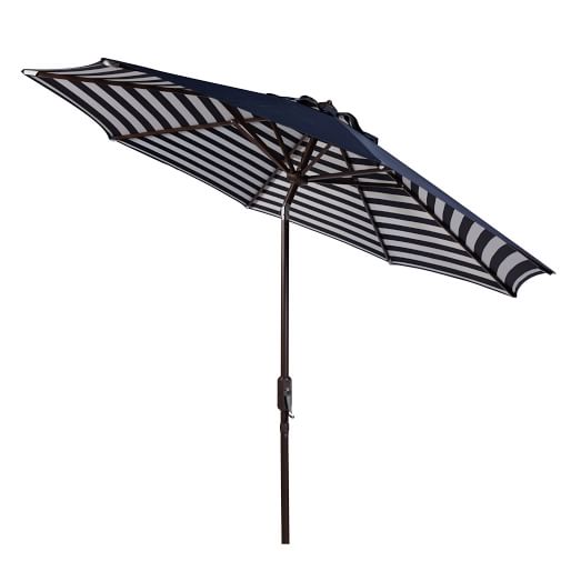 West Elm Striped Outdoor Umbrella - Navy/White west elm 25% sale