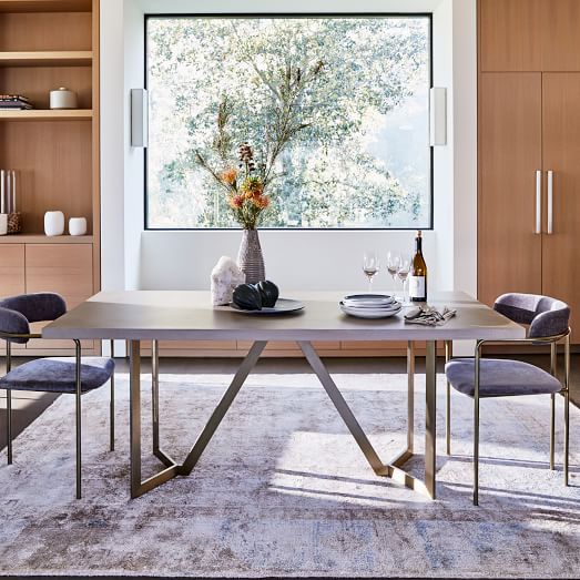 West Elm Tower Dining Table - Blackened Brass west elm buy more save more sale