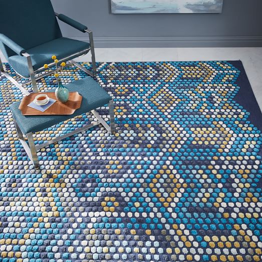 West Elm Villa Tile Rug - Navy west elm 25% sale