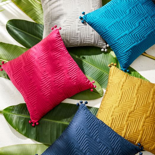 West Elm Washed Silk Quilted Pillow Cover west elm 25% sale