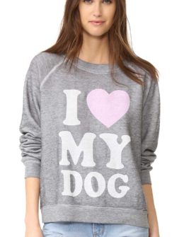 Wildfox Must Love Dogs Sweatshirt I Heart My Dog Heather Burnout Grey