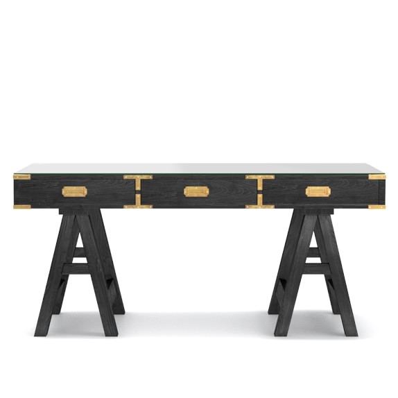 Williams Sonoma Home Campaign Desk, Black Gold williams sonoma home buy more save more sale