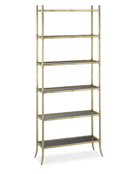 Williams Sonoma Home Tyler Étagère Antique Brass Black Glass 6-Shelf Bookcase sale williams sonoma home buy more save more sale
