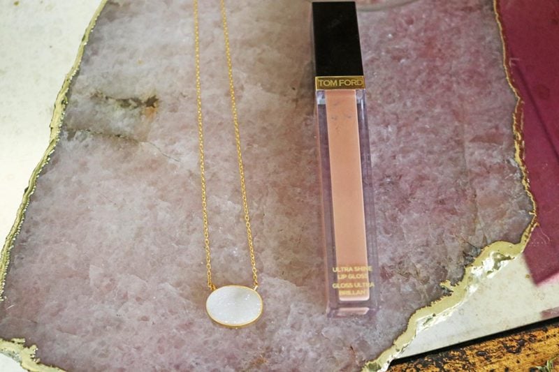 Lifestyle and fashion blogger Candace Rose Crown jewelry white druzy necklace 