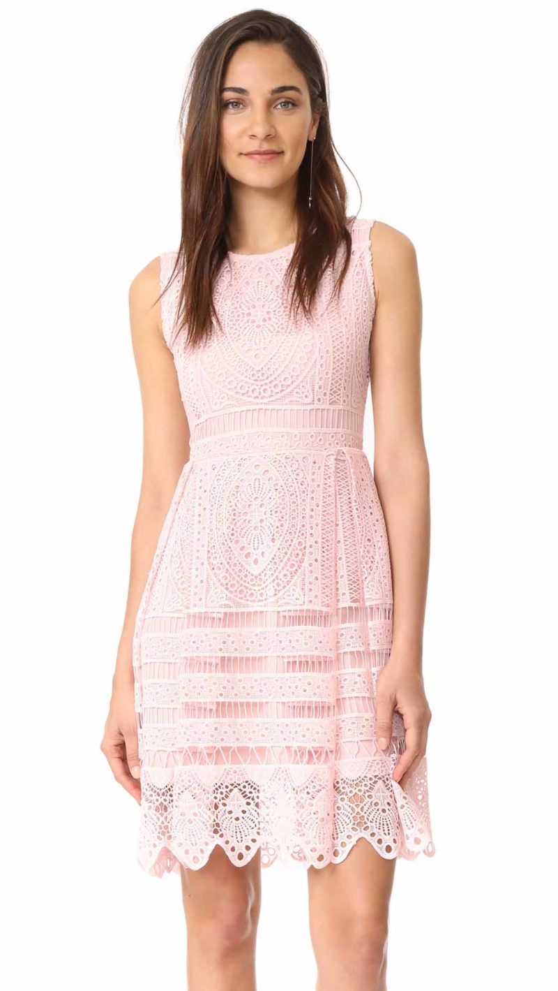 cupcakes and cashmere Summers Lace Fit And Flare Dress Soft Pink fit and flare dresses spring summer 2017