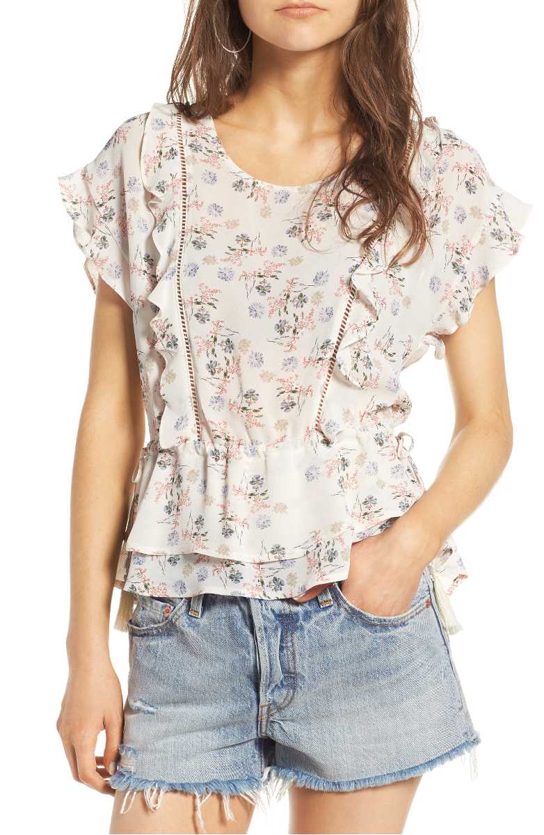 ASTR THE LABEL Peplum Top Cream Multi Floral Print peplum tops for summer 2017
