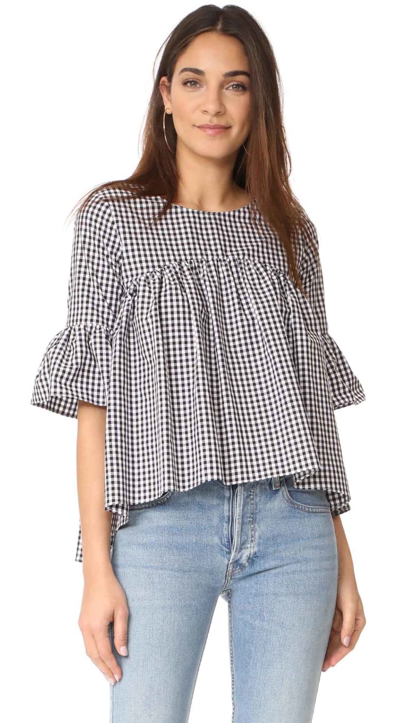 Amanda Uprichard Imogen Top Black White Gingham Check shopbop