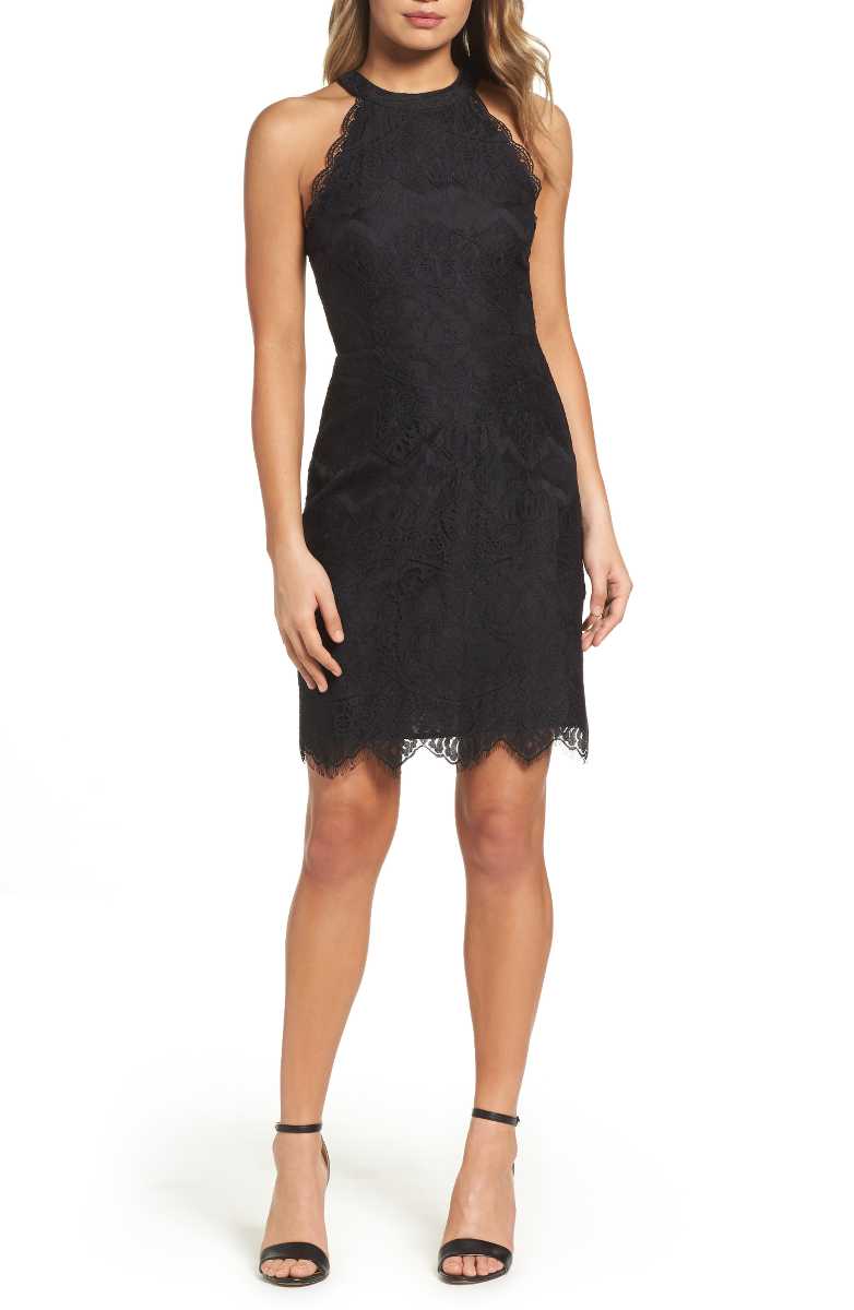 BB DAKOTA Josie Lace Sheath Dress Black lace bodycon dresses summer wedding guest