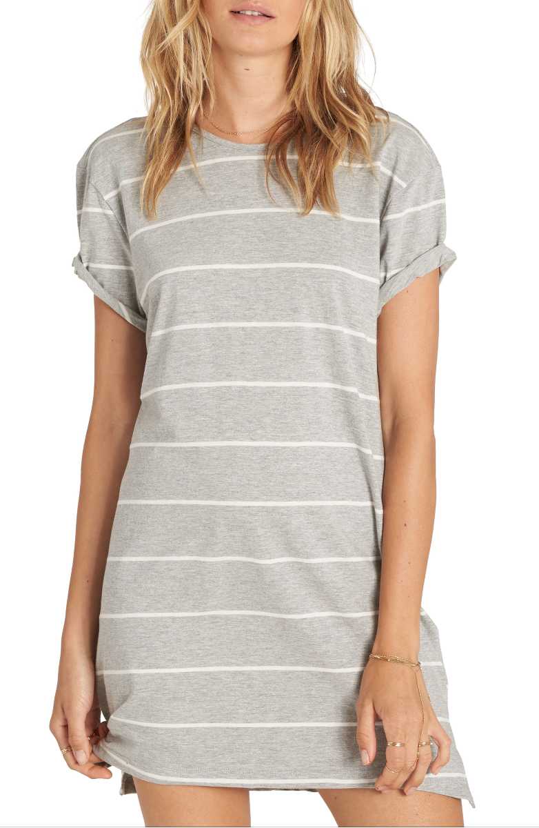 BILLABONG Down Time Stripe T-Shirt Dress Athletic Grey t-shirt dresses summer 2017
