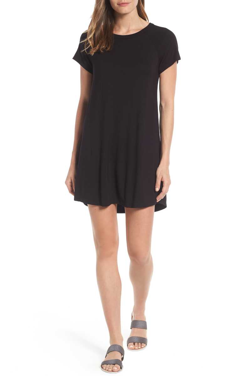 BOBEAU Back Cutout Tunic Dress Black t-shirt dresses summer 2017