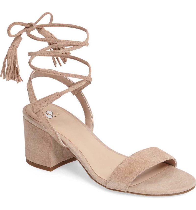 BP. Karla Block Heel Ankle Wrap Sandal Blush Suede block heel sandals summer 2017