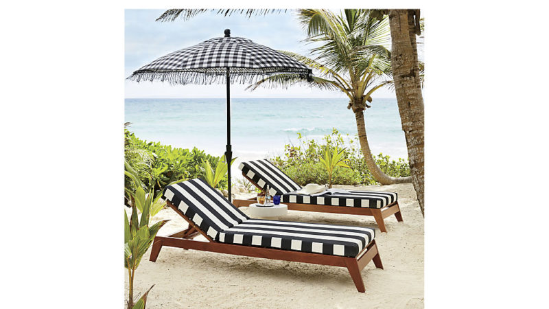 CB2 filaki lounger with black and white stripe cushion furniture and home decor sale