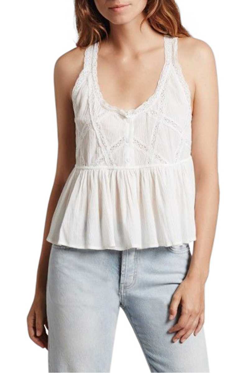 CURRENT/ELLIOTT The Lace Peplum Top Star White peplum tops summer 2017