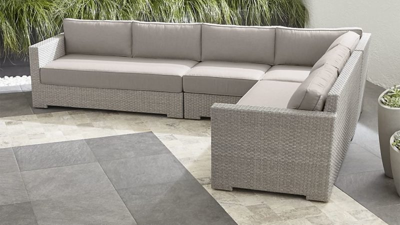 Crate and Barrel Ventura Quartz 4-Piece Loveseat Sectional with Sunbrella ® Cushions sale