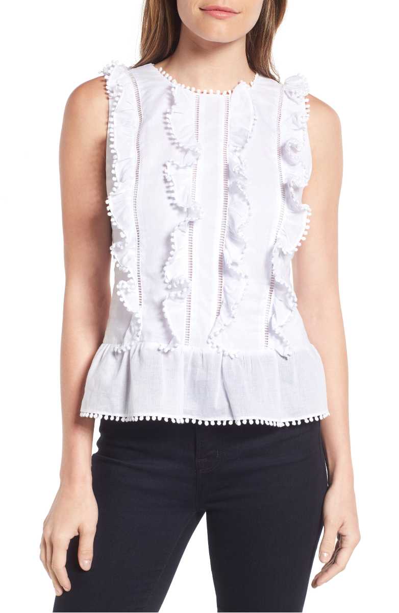 DRAPER JAMES Rosie Ruffle Top Willow White Peplum tops summer 2017