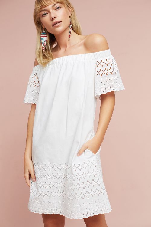 Donna Morgan Off-The-Shoulder Eyelet Dress White eyelet dresses summer 2017