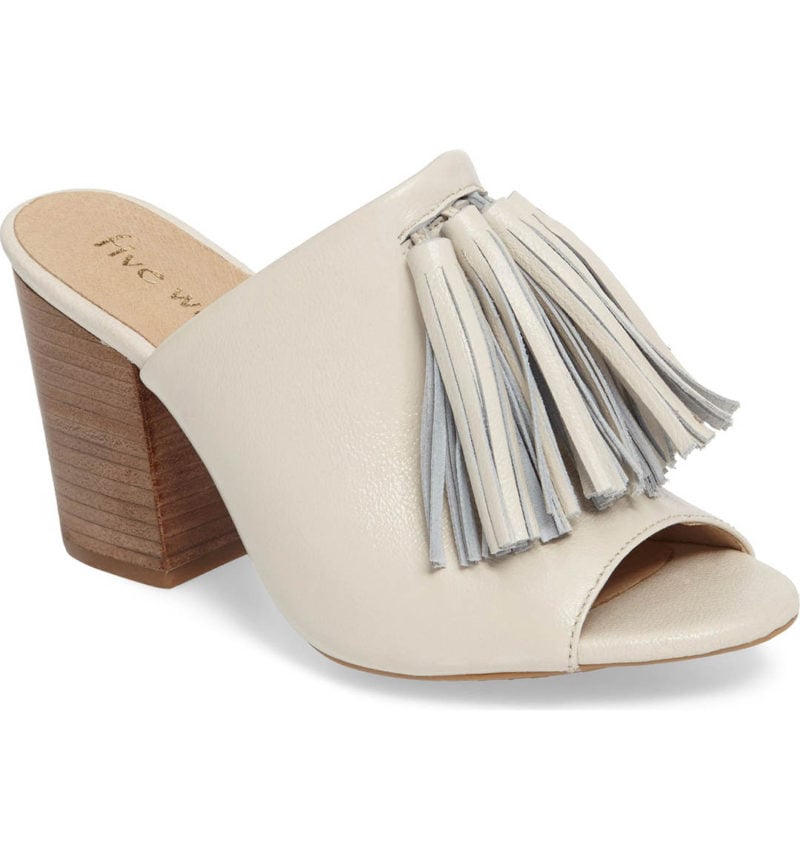 FIVE WORLDS Charro Sandals Tassels Fringe White Leather mule sandals summer 2017