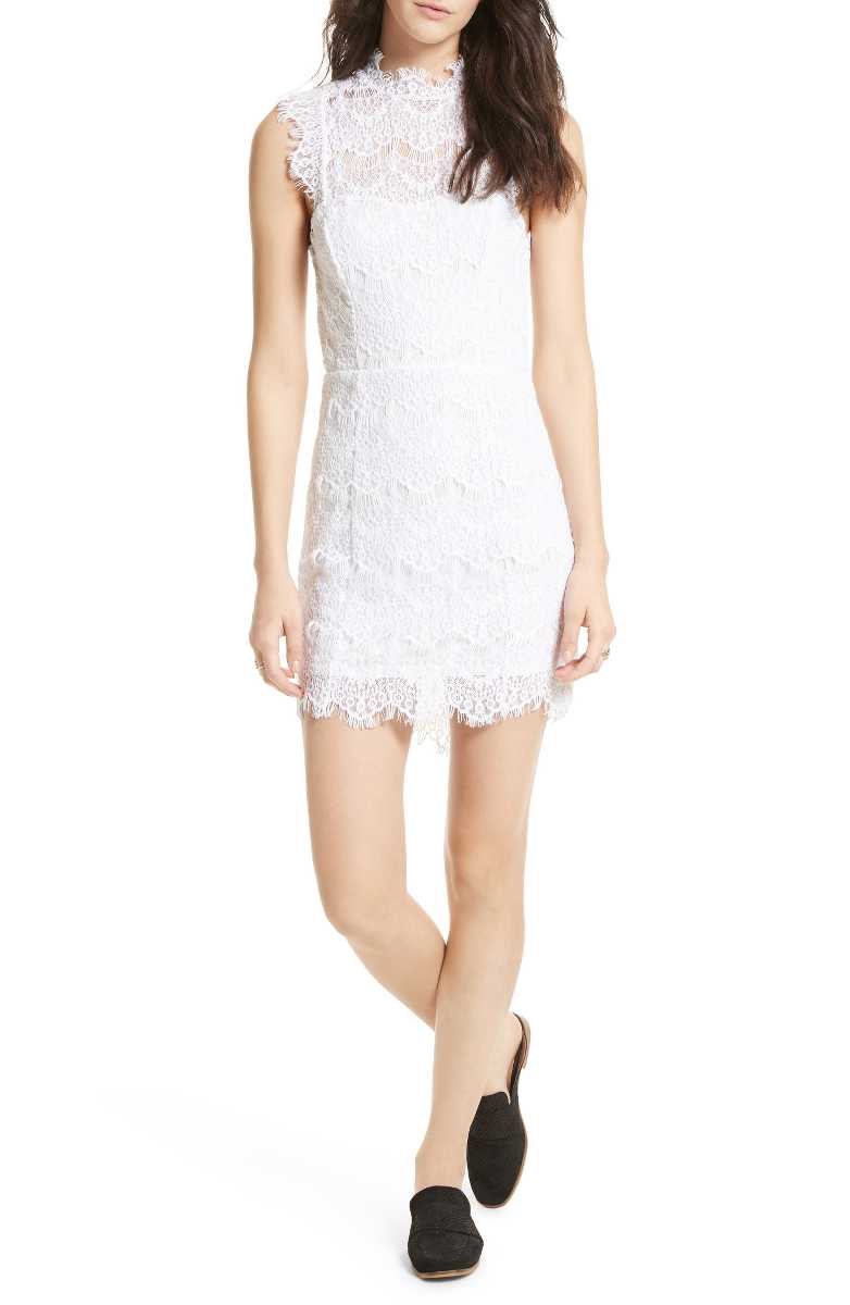 FREE PEOPLE Daydream Lace Minidress White lace bodycon dresses summer wedding guest