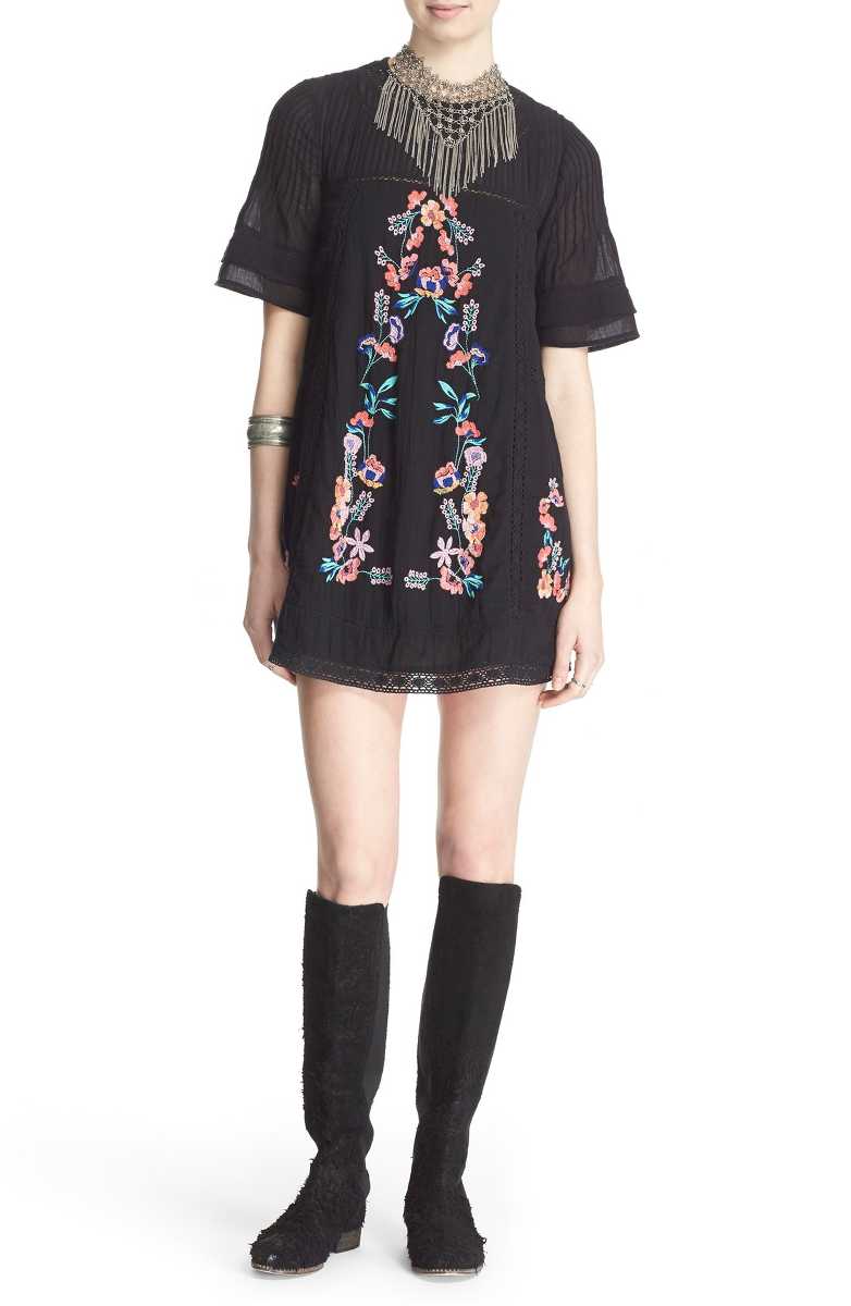 FREE PEOPLE 'Perfectly Victorian' Minidress Black Crochet dresses summer 2017