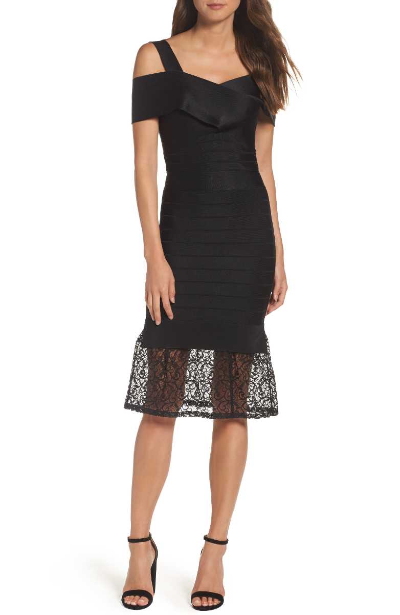 FRENCH CONNECTION Solar Spotlight Body-Con Dress Black Lace bodycon dresses summer wedding guest