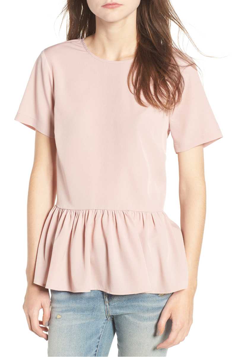 HINGE Tie Back Peplum Top Pink Misty peplum tops summer 2017