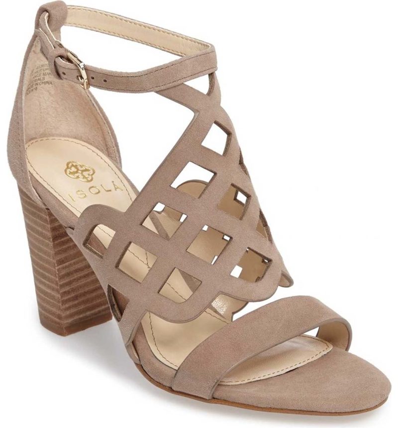 ISOLÁ Despina Cutout Ankle Strap Sandal Bay Water Suede block heel sandals summer 2017