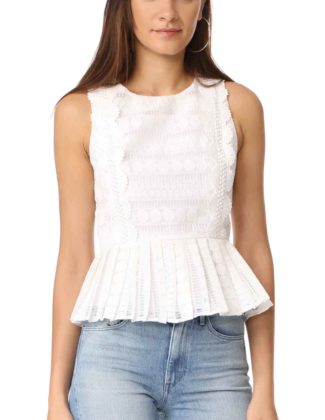 J.O.A. Lace Mix Peplum Top White Shopbop
