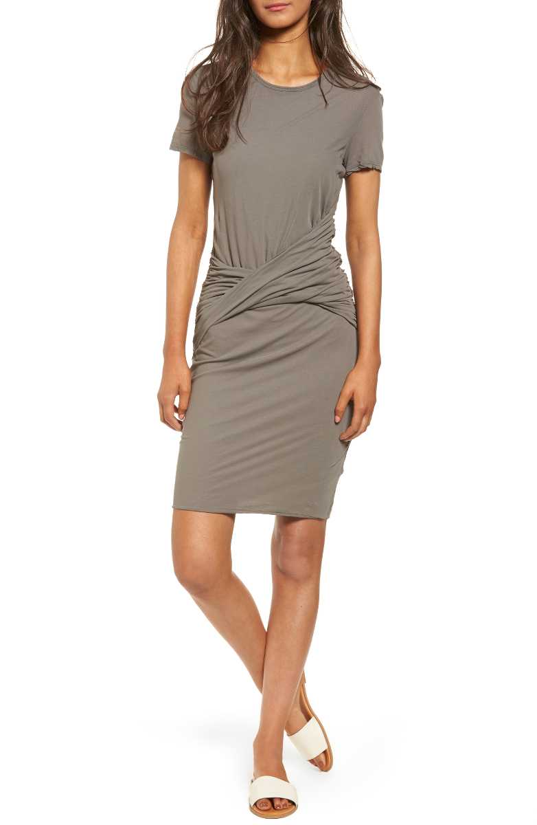 JAMES PERSE Twisted Drape T-Shirt Dress Shale t-shirt dresses summer 2017