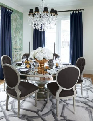 John-Richard Collection Lisandra Antiqued-Mirrored Round Dining Table Antique Silver Horchow friends and family sale
