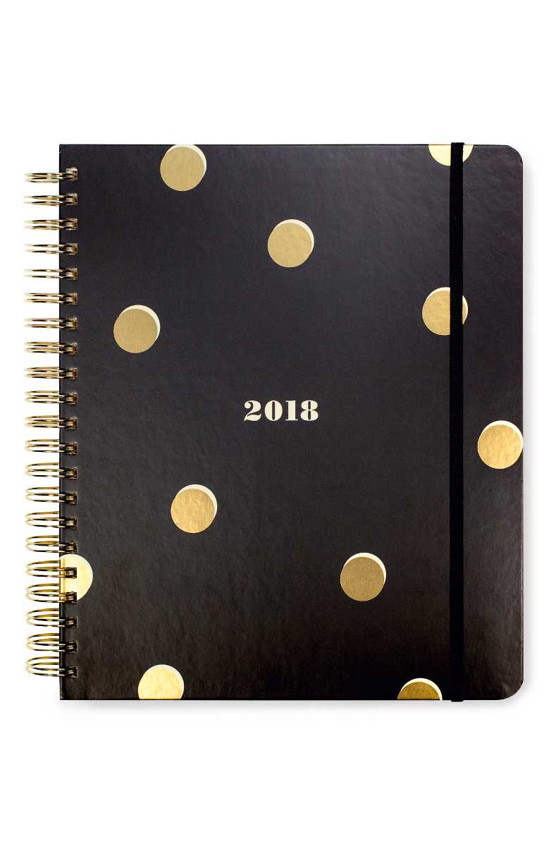 KATE SPADE NEW YORK mega 17 month agenda scatter dot 2018 black gold