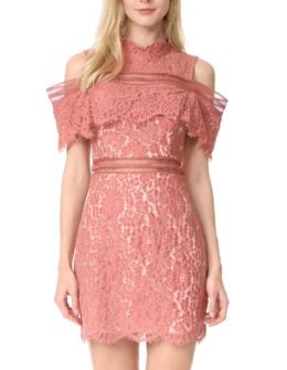 Keepsake Oblivion Lace Mini Cold Shoulder Dress Spice lace cold shoulder dresses summer wedding guest