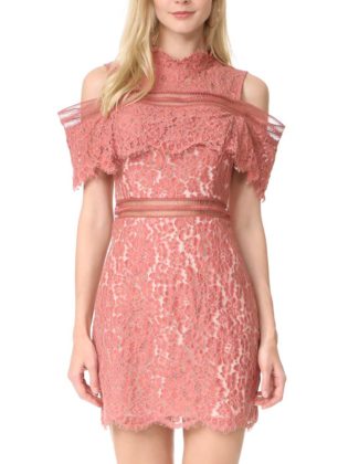 Keepsake Oblivion Lace Mini Cold Shoulder Dress Spice lace cold shoulder dresses summer wedding guest